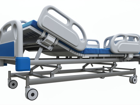 Medical Adjustable Five Functions Hospital Bed with Matress 3D Model