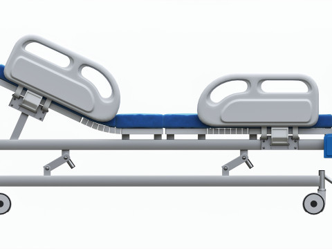 Medical Adjustable Five Functions Hospital Bed with Matress 3D Model