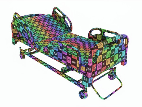 Medical Adjustable Five Functions Hospital Bed with Matress 3D Model