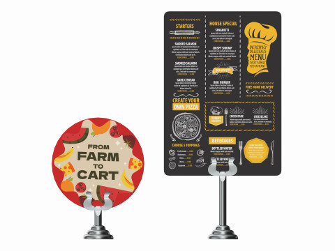 Menu number sign display stand set 3D Model