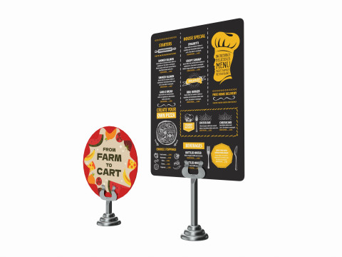 Menu number sign display stand set 3D Model