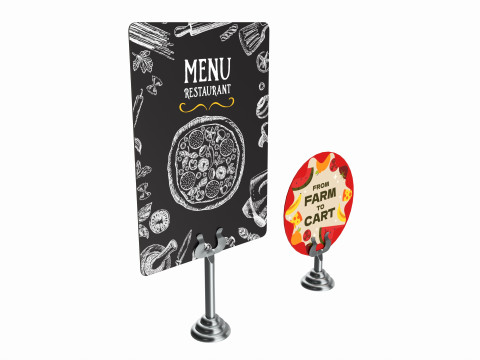 Menu number sign display stand set 3D Model