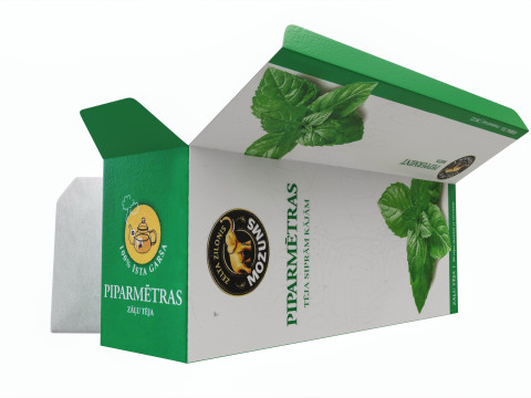 Peppermint Tea Paper Box Opened With Tea Bags Modelo 3D