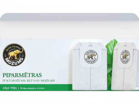 Peppermint Tea Paper Box Opened With Tea Bags 3D Model