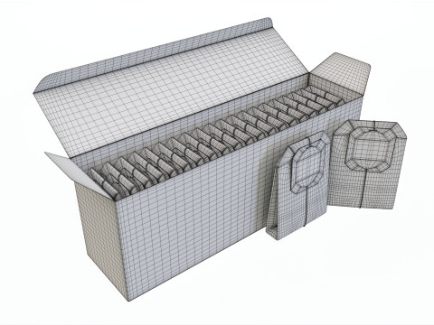 Peppermint Tea Paper Box Opened With Tea Bags Modelo 3D