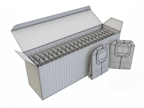 Peppermint Tea Paper Box Opened With Tea Bags 3D Model