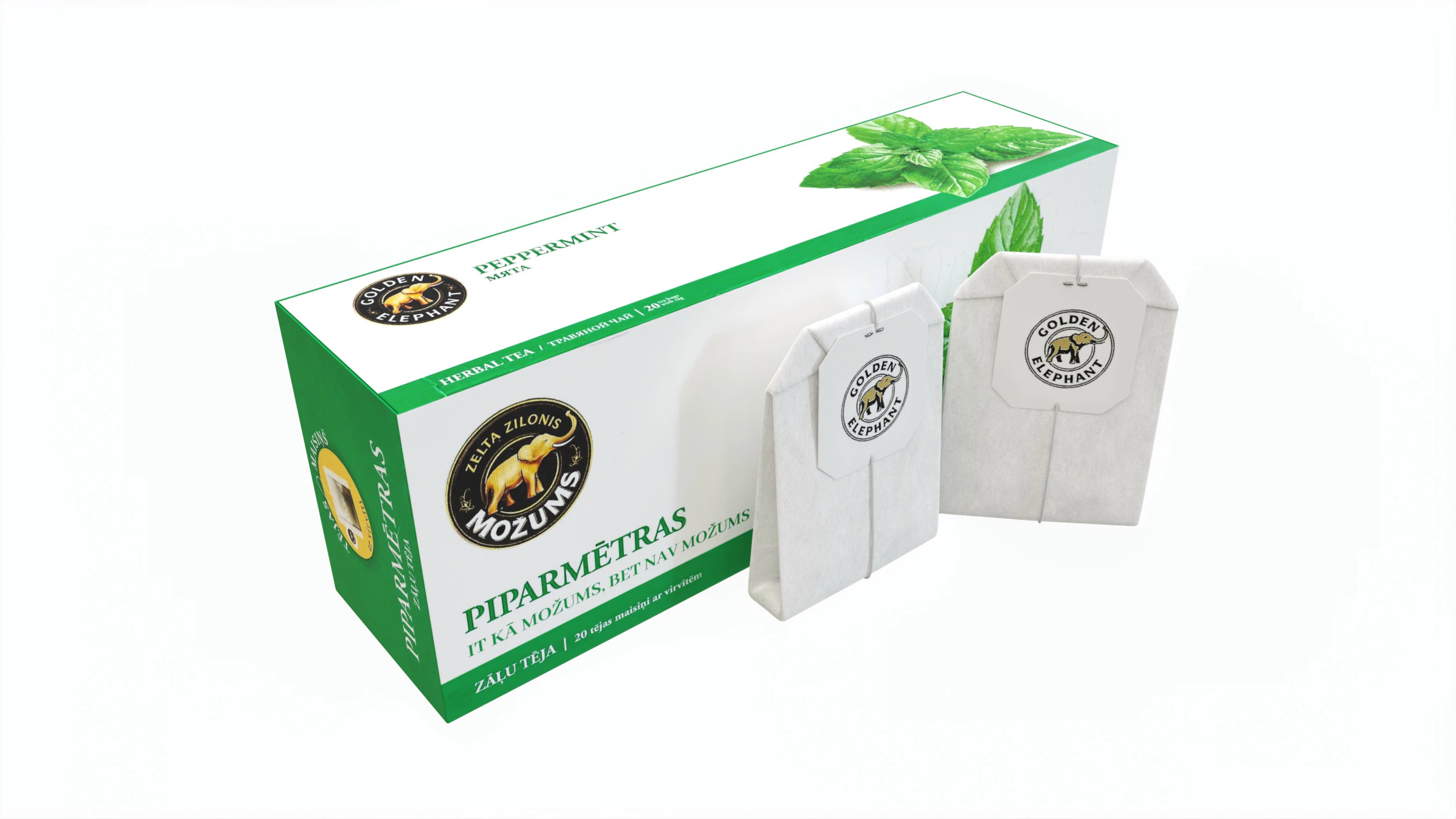 Peppermint Tea Paper Box With Tea Bags 3D Model .c4d .max .obj .3ds .fbx .stl .blend 