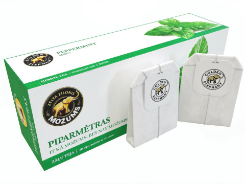 Peppermint Tea Paper Box With Tea Bags 3D Model