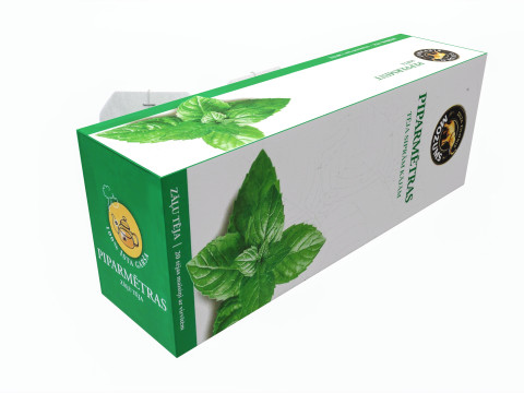 Peppermint Tea Paper Box With Tea Bags Modello 3D