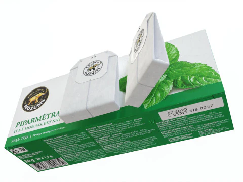 Peppermint Tea Paper Box With Tea Bags 3D Model
