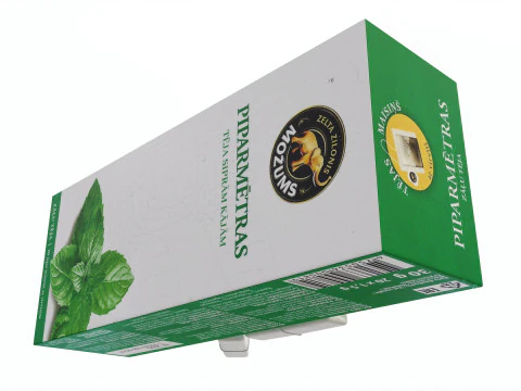 Peppermint Tea Paper Box With Tea Bags 3D Model