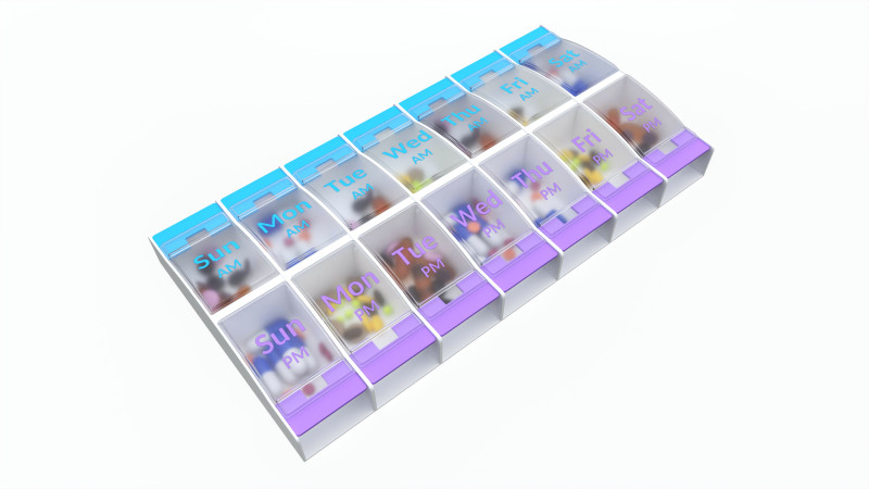 Pill Case Medicine Planner Vitamin Organizer Modelo 3D .c4d .max .obj .3ds .fbx .stl .blend 