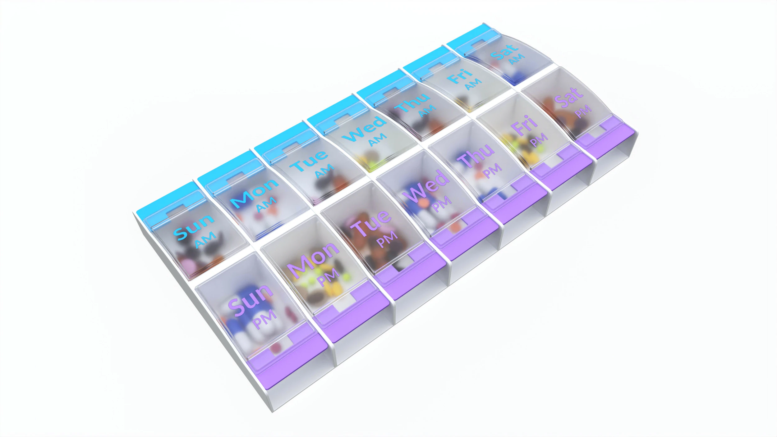 Pill Case Medicine Planner Vitamin Organizer 3D Model .c4d .max .obj .3ds .fbx .stl .blend 