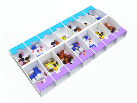 Pill Case Medicine Planner Vitamin Organizer 3D Model
