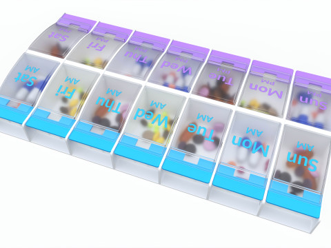Pill Case Medicine Planner Vitamin Organizer Modelo 3D