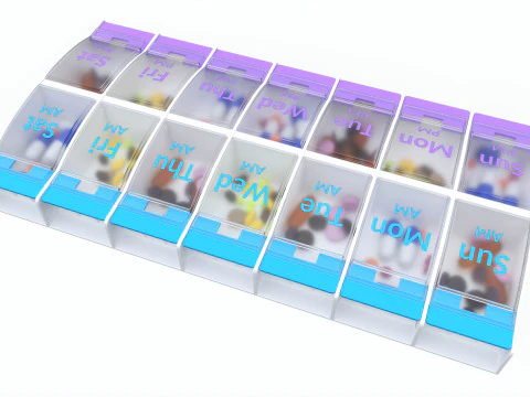Pill Case Medicine Planner Vitamin Organizer 3D Model