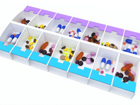 Pill Case Medicine Planner Vitamin Organizer 3D Model