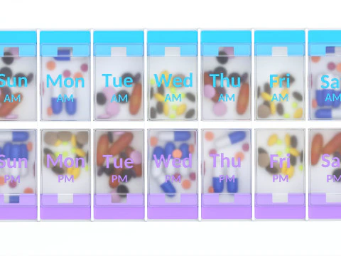 Pill Case Medicine Planner Vitamin Organizer 3D Model
