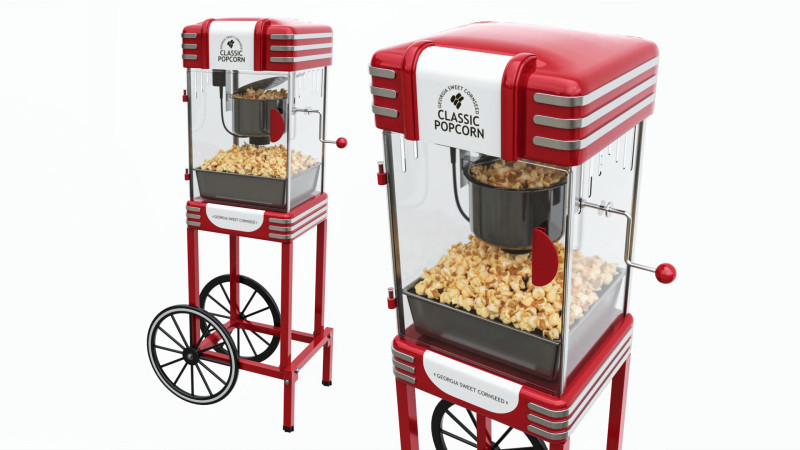 Popcorn Vintage Cart on Wheels Modèle 3D .c4d .max .obj .3ds .fbx .stl .blend 