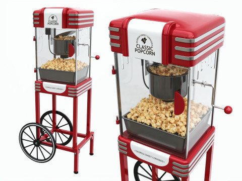 Popcorn Vintage Cart on Wheels 3D मॉडल