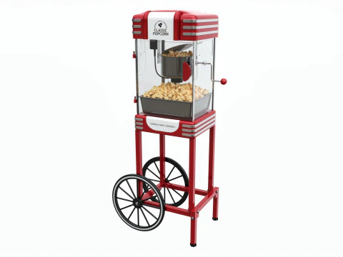 Carrello vintage per popcorn su ruote Modello 3D