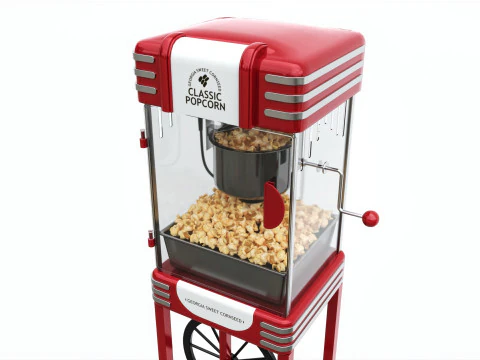 Carrello vintage per popcorn su ruote Modello 3D