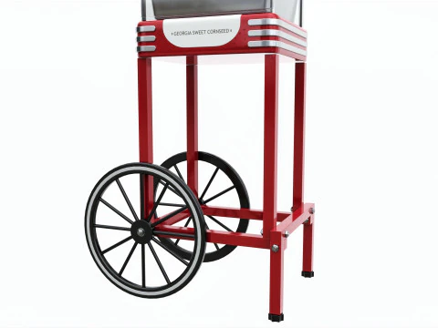 Carrello vintage per popcorn su ruote Modello 3D
