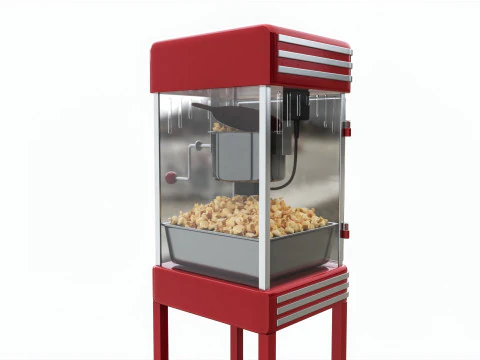 Carrello vintage per popcorn su ruote Modello 3D