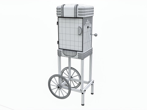 Popcorn Vintage Cart on Wheels Modèle 3D