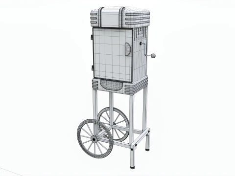 Carrello vintage per popcorn su ruote Modello 3D