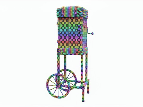 Popcorn Vintage Cart on Wheels Modèle 3D