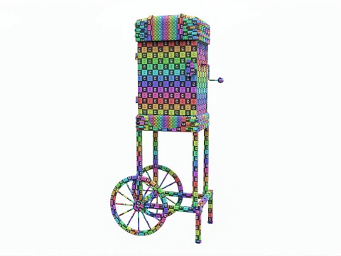 Carrello vintage per popcorn su ruote Modello 3D