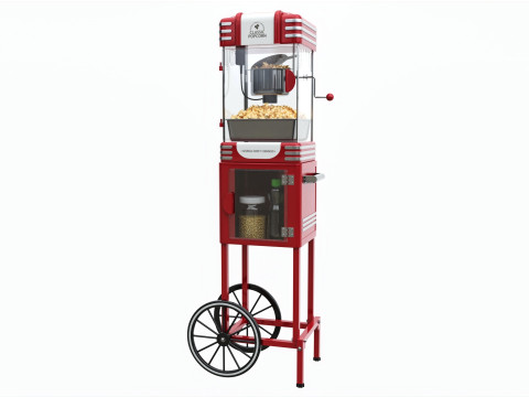Popcorn Vintage Cart on Wheels with Shelf 3D Model