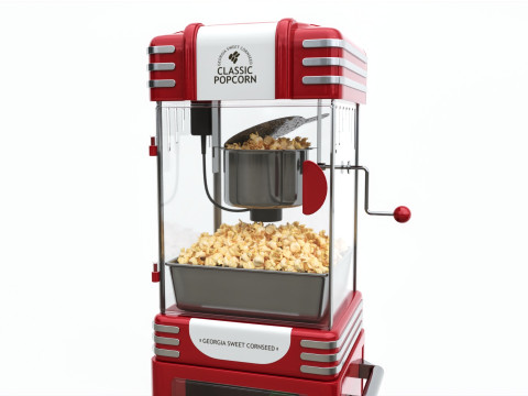 Popcorn Vintage Cart on Wheels with Shelf 3D Model