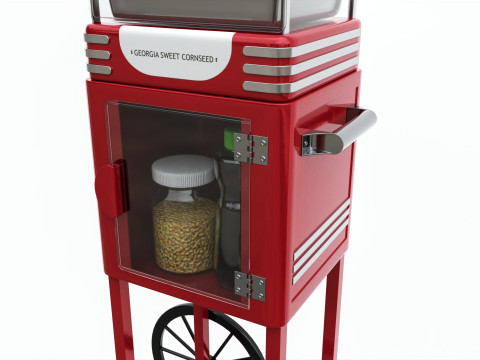 Popcorn Vintage Cart on Wheels with Shelf 3D Model