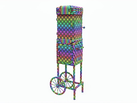Popcorn Vintage Cart on Wheels with Shelf 3D Model