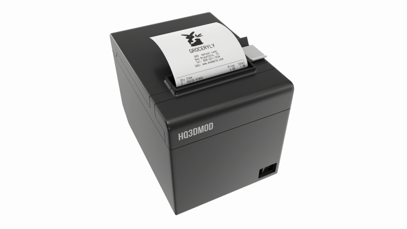 POS receipt printer Modello 3D .c4d .max .obj .3ds .fbx .stl .blend 
