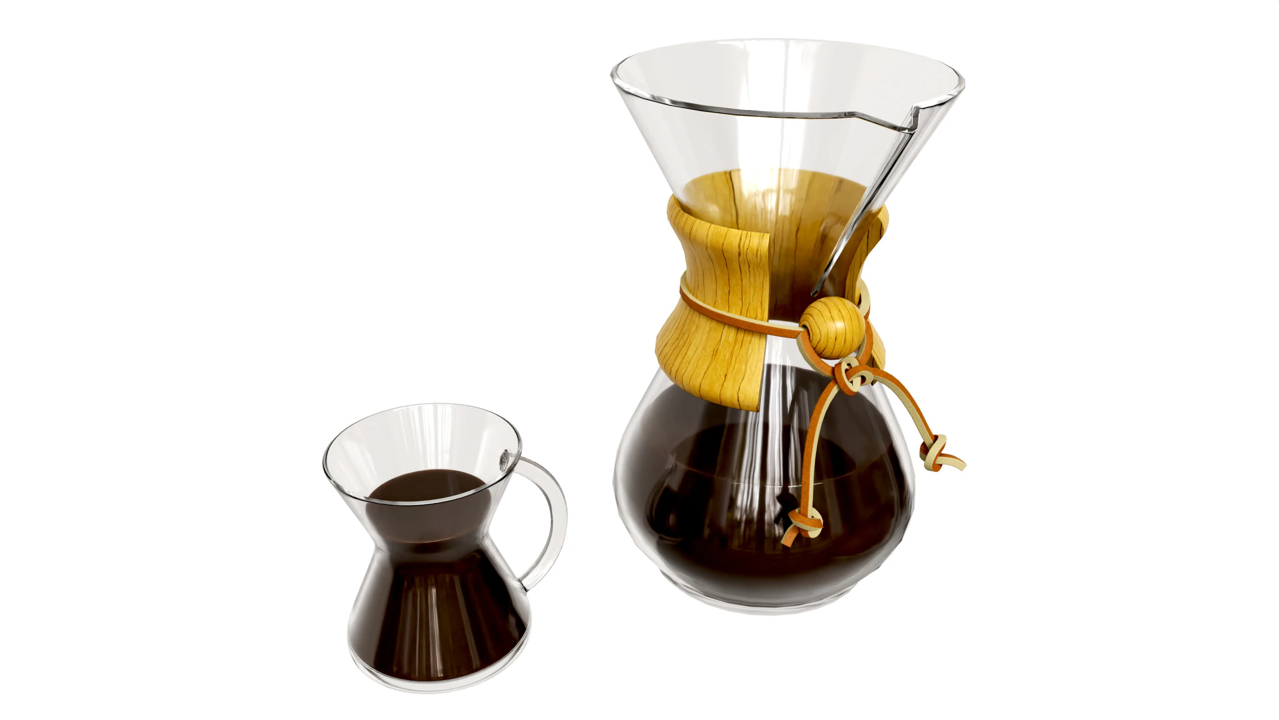 Pour-Over Coffeemaker with Glass 3D Model .c4d .max .obj .3ds .fbx .stl .blend 