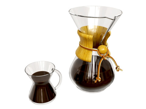 Pour-Over Coffeemaker with Glass 3D मॉडल