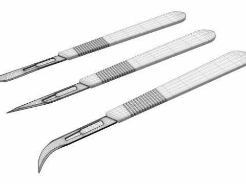 Scalpel handle and blade 3D Model