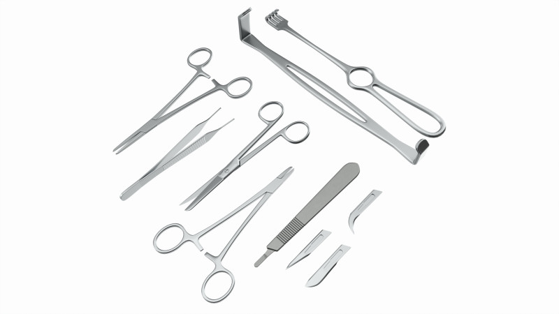 Set of 7 Surgical Instruments 3D Модель .c4d .max .obj .3ds .fbx .stl .blend 