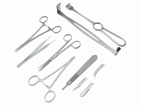 Set of 7 Surgical Instruments Modello 3D