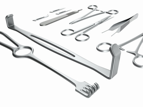 Set of 7 Surgical Instruments 3D Модель