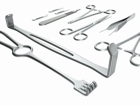 Set of 7 Surgical Instruments 3D Model