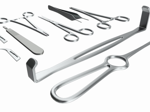 Set of 7 Surgical Instruments 3D Модель