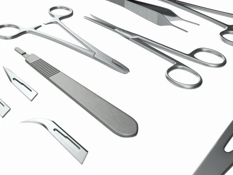 Set of 7 Surgical Instruments 3D Model