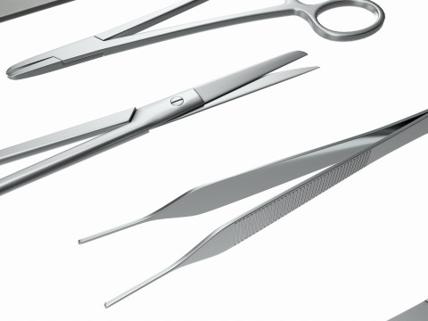 Set of 7 Surgical Instruments 3D Модель