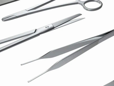 Set of 7 Surgical Instruments 3D Model