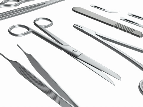 Set of 7 Surgical Instruments 3D Модель