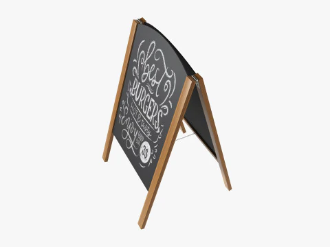 Sidewalk Chalkboard Sign 3D Model